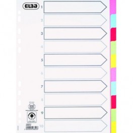 Elba Register 1-10 med farveinddeling, pastel