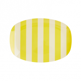 Rice Lille Rektangulær Melamin Dessert tallerken, Yellow Stripes Print