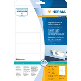 Herma etiket 12 stk., 99,1x42,3 mm, hvid