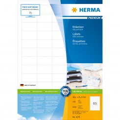 Herma etiket 65 stk., 38,1x21,2 mm, hvid