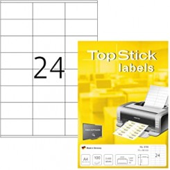 Topstick labels 24 stk., 70x36 mm, hvid