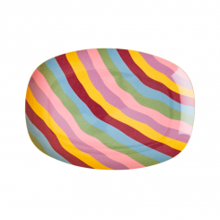 Rice Lille Rektangulær Melamin Dessert tallerken, Multi - Funky Stripes Print