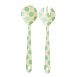 Rice, Melamin Salatbestik - Creme Dots Print