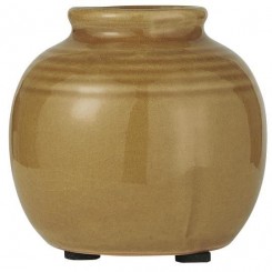 Mini vase, Yrsa m/riller, krakeleret glasur, lysebrun