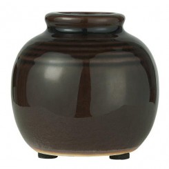 Mini vase, Yrsa m/riller, krakeleret glasur, mørkebrun