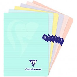 Clairefontaine kladdehæfte med plastomslag, linieret, PASTEL, A5