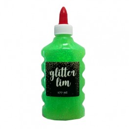 Glitterlim, fin glitter, 177 ml, Lysegrøn