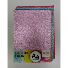 Karton Glitter, A4, 240 g, 8 ark, 4 farver