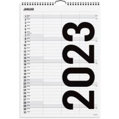 Familiekalender sort/hvid mellem, 2023