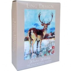Ling Design julekort i æske, 24 stk., Winter Wildlife