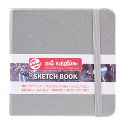 Sketch- og notesbog, 12x12cm, Sølv