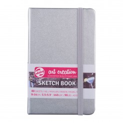 Sketch- og notesbog, 9x14cm, Sølv
