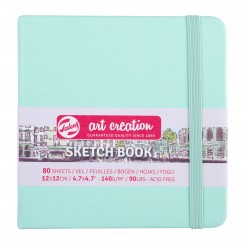 Sketch- og notesbog, 12x12cm, Fresh mint