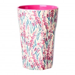 Rice latte kop, Pink - Floral Field Print