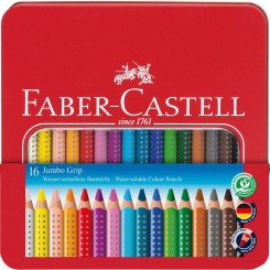 Faber Castell Jumbo GRIP farveblyanter, 16 stk. i metaletui