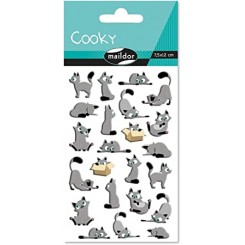Cooky stickers, grå katte