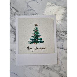 Polaroid kort, MERRY CHRISTMAS, aquarell