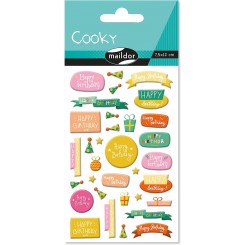 Cooky stickers, happy birthday skilte