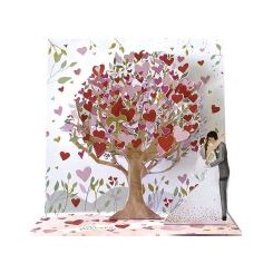 Pictura Pop Up Bryllupskort, Træ med røde hjerter