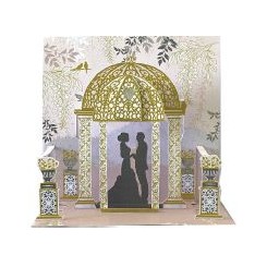Pictura Pop Up Bryllupskort, Guld pavilion