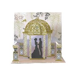 Pictura Pop Up Bryllupskort, Guld pavilion