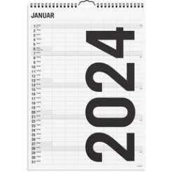 Familiekalender sort/hvid ekstra stor, 2024