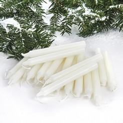 Juletræslys, hvide, stearin, ø:12mm, 12cm, 20 stk.