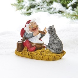 Julemand med kat & risengrød, poly., Vilhelm Hansen