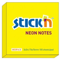 Stick'n selvklæbende notesblok 76x76mm, gul