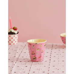 Mellem Melamin Kop - Pink - Sweet Cake Print