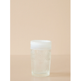 Rice vandglas med dekoration, klar/hvid