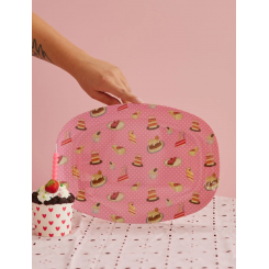 Rektangulær Melamin Børnetallerken - Pink - Sweet Cake Print