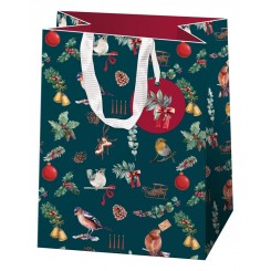 Hartung gavepose med hank, julepynt og fugle, mellem