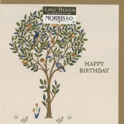 Ling Design, Fødselsdagskort, Morris & Co., Happy Birthday, Træ med fugle