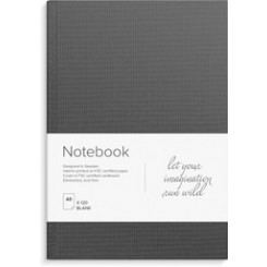 Notesbog tekstil, A5, blank, mørkegrå