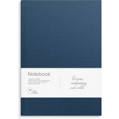 Notesbog tekstil, A4, blank, mørkeblå