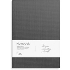 Notesbog tekstil, A4, blank, mørkegrå