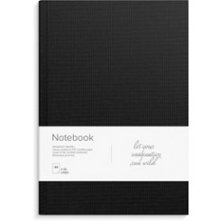 Notesbog tekstil, A4, linieret, sort
