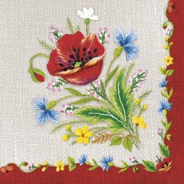 Servietter, Maki Mountain Embroidery Folk on Light Grey, 33x33cm, 3 lags, 20stk. 