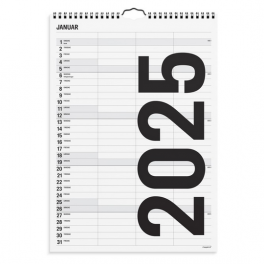 Familiekalender sort/hvid mellem, 2025