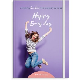 Notesbog med linier, fotos og citater, Happy Every day, A5