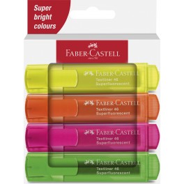 Faber Castell overstregningstuscher, Textliner 46, Neon, 4 stk.