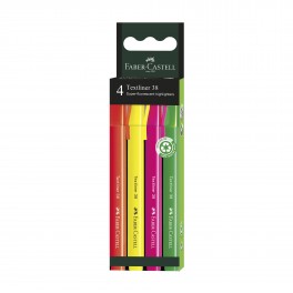 Faber Castell overstregningstuscher, Textliner 38, Neon, 4 stk.