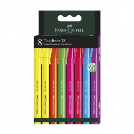 Faber Castell overstregningstuscher, Textliner 38, Neon, 8 stk.