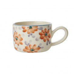 Rice Keramik Cappuccino Kop - Orange - Hand-painted Flowers