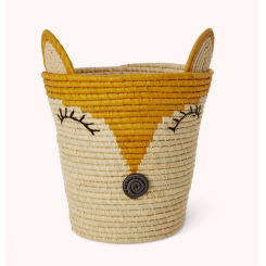 Rice, Rund Raffia Opbevaringskurv, Gul, Fox Design 