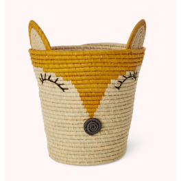 Rice, Rund Raffia Opbevaringskurv, Gul, Fox Design 